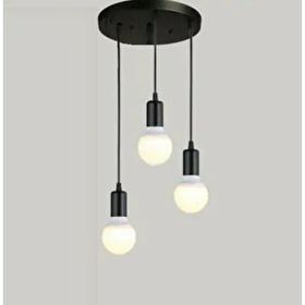 Rsylight Retro Metal Sarkıt Avize Siyah Rustik 3'lü Sarkıt Avize