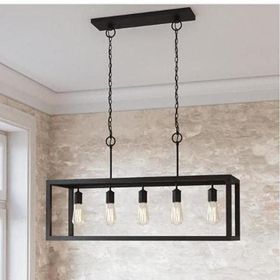 Rsylight Retro Metal Siyah Masa Üstü Sıralı 5'li Sarkıt Avize
