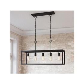Rsylight Retro Metal Siyah Masa Üstü Sıralı 5'li Sarkıt Avize