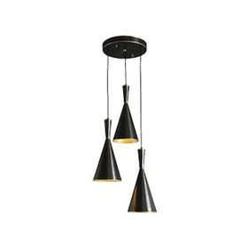Rsylight Retro Rustik Dekoratif Siyah Içi Sarı 3'lü Metal Sarkıt Avize