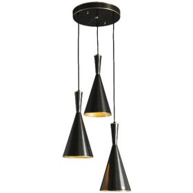 Rsylight Retro Rustik Dekoratif Siyah Içi Sarı 3'lü Metal Sarkıt Avize