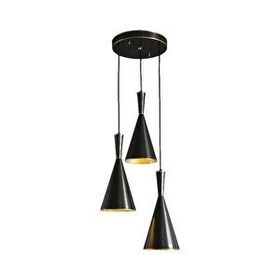 Rsylight Retro Rustik Dekoratif Siyah Içi Sarı 3'lü Metal Sarkıt Avize