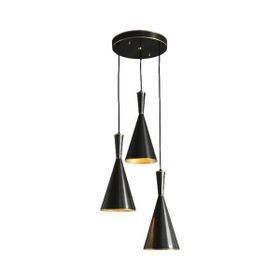 Rsylight Retro Rustik Dekoratif Siyah Içi Sarı 3'lü Metal Sarkıt Avize