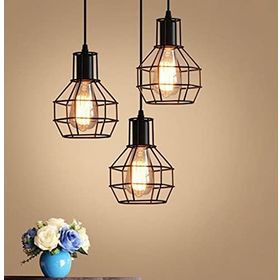 Rsylight RYS000840 Retro Metal Dekoratif Kafes Rustik Sarkıt 30 cm Siyah 3'lü Avize