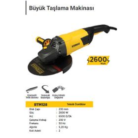 Rtr Max RTM128 230 mm 2600 Watt Büyük Avuç Taşlama Makinası