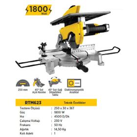 Rtr Max RTM623 1800 Watt Üstten Tablalı Gönye Kesme Makinesi