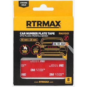 RTRMAX RNU1001 65 mm x 25 mm 8 Adet Çift Taraflı Oto Plaka Montaj Plaka