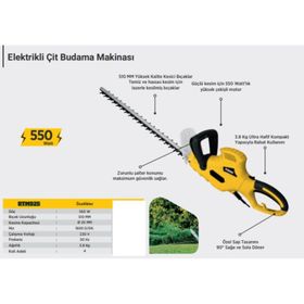 RTRMAX RTM925 550 w Elektrikli Çit Budama Makinesi
