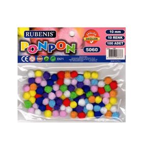 Rubenis 10 mm 6 Renk Karşk 100'lü Metalik Ponpon