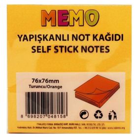 Rubenis 76x76 mm Fosforlu Turuncu Yapışkanlı Not Kağıdı