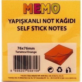 Rubenis 76x76 mm Fosforlu Turuncu Yapışkanlı Not Kağıdı