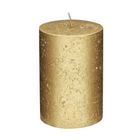 Rubinlicht Altın 100x68 mm 1 Adet Rustik Metalik Silindir Mum