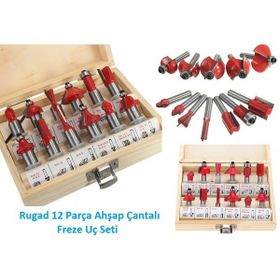 Rugad 12 Parça 12 mm Ahsap Çantali Freze Uç Seti