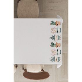 Rugviva MSO034 Dokuma Elit Kumaş Kaktüs Desenli Koyu Yeşil Leke Tutmayan 140x100 cm Masa Örtüsü
