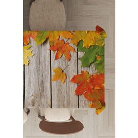 Rugviva MSO080 Dokuma Elit Kumaş 3D Çınar Yapraklı Turuncu Leke Tutmayan 140x140 cm Masa Örtüsü