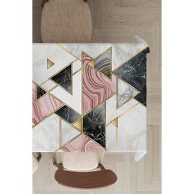 Rugviva MSO092 Dokuma Elit Kumaş Üçgen Desenli Geometrik Pembe Leke Tutmayan 140x100 cm Masa Örtüsü