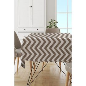 Rugviva MSO138 Dokuma Elit Kumaş Zigzag Desenli Kahverengi Leke Tutmayan 140x140 cm Masa Örtüsü