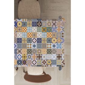 Rugviva MSO198 Dokuma Elit Kumaş Çini Desenli Renkli Leke Tutmayan 140x180 cm Masa Örtüsü
