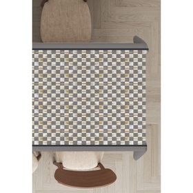 Rugviva MSO226 Dokuma Elit Kumaş Küçük Kareli Gri Leke Tutmayan 140x260 cm Masa Örtüsü