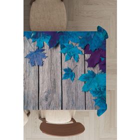 Rugviva MSO236 Dokuma Elit Kumaş 3D Çınar Yapraklı Mavi Leke Tutmayan 140x140 cm Masa Örtüsü