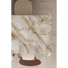 Rugviva MSO254 Dokuma Elit Kumaş Mermer Görünümlü Bej Leke Tutmayan 140x200 cm Masa Örtüsü
