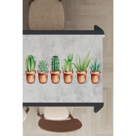 Rugviva MSO335 Dokuma Elit Kumaş Kaktüs Desenli Palatinete Mor Leke Tutmayan 140x240 cm Masa Örtüsü