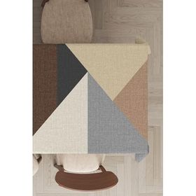 Rugviva MSO391 Dokuma Elit Kumaş Geometrik Desenli Bej Leke Tutmayan 140x140 cm Masa Örtüsü