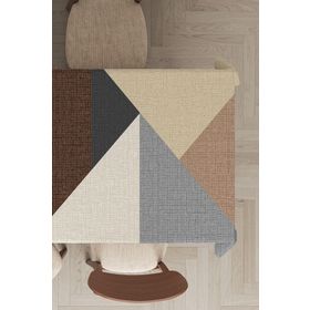 Rugviva MSO391 Dokuma Elit Kumaş Geometrik Desenli Bej Leke Tutmayan 140x180 cm Masa Örtüsü