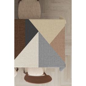 Rugviva MSO391 Dokuma Elit Kumaş Geometrik Desenli Bej Leke Tutmayan 140x240 cm Masa Örtüsü