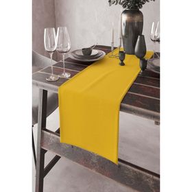 Rugviva RNR016 Sarı Tek Renk Sade Ranır Premimum Dokuma Kumaş Düz 40x140 cm Masa Örtüsü