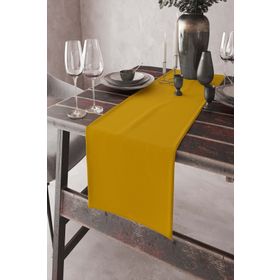 Rugviva RNR025 Hardal Tek Renk Sade Ranır Premimum Dokuma Kumaş Düz 40x140 cm Masa Örtüsü