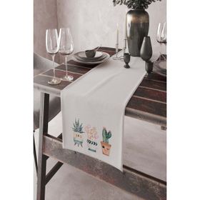 Rugviva RNR034 Tay Tüyü Ranır Elit Dokuma Leke Tutmaz Kumaş Ekru 40x140 cm Masa Örtüsü