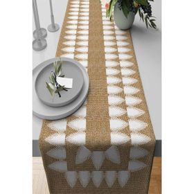Rugviva RNR191 Elit Runner Tay Tüyü Dokuma Leke Tutmaz Kumaş Hasır Gri Silver 40x140 cm Masa Örtüsü