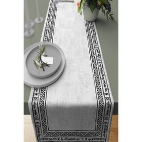 Rugviva RNR217 Dokuma Leke Tutmaz Elit Tay Tüyü Kumaş Runner Etnik Beyaz 40x140 cm Masa Örtüsü