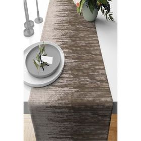 Rugviva RNR348 Elit Tay Tüyü Dokuma Leke Tutmaz Kumaş Runner Deri Dokulu Bej 40x140 cm Masa Örtüsü