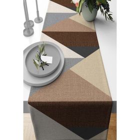 Rugviva RNR391 Elit Tay Tüyü Dokuma Leke Tutmaz Kumaş Geometrik Runner Vizon 40x140 cm Masa Örtüsü