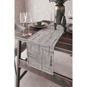 Rugviva RNR409 Leke Tutmaz Elit Tay Tüyü Dokuma Kumaş Runner Style Gri Silver 40x140 cm Masa Örtüsü