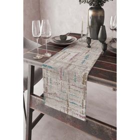 Rugviva RNR413 Elit Tay Tüyü Dokuma Leke Tutmaz Kumaş Runner Style Taş 40x140 cm Masa Örtüsü
