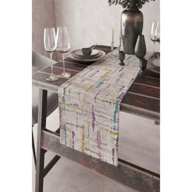 Rugviva RNR414 Tay Tüyü Dokuma Elit Leke Tutmaz Kumaş Runner Style Renkli 40x140 cm Masa Örtüsü
