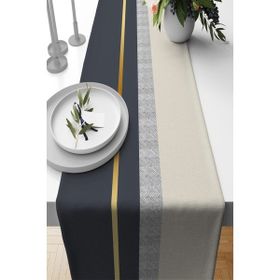 Rugviva RNR484 Antrasit Dokuma Leke Tutmaz Premium Tay Tüyü Kumaş Runner 40x140 cm Masa Örtüsü