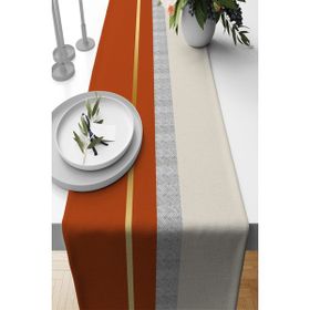 Rugviva RNR487 Turuncu Runner Premium Tay Tüyü Dokuma Leke Tutmaz Kumaş 40x140 cm Masa Örtüsü