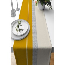 Rugviva RNR490 Hardal Tay Tüyü Dokuma Premium Leke Tutmaz Kumaş Runner 40x140 cm Masa Örtüsü