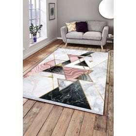 Rugviva RV124 Kaymaz Tabanlı Makinede Yıkanabilir Mermer Halı