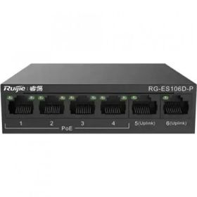 Ruijie Reyee RG-ES106D-P 6 Port 10/100 2xFA Uplink 4xPoE 58W Yönetilemez Switch