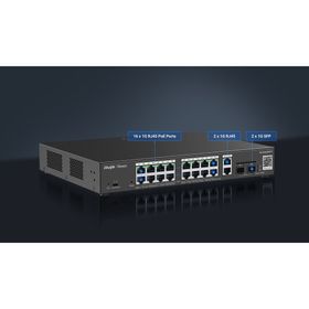 Ruijie Reyee RG-ES220GS-P 16 Port Gigabit 2XGB RJ45 SFP Uplink Cloud Yönetilebilir 240W Poe Switch