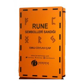Rune Sembolleri Sandığı Ahşap Kutulu Ebru Ceylan Çap