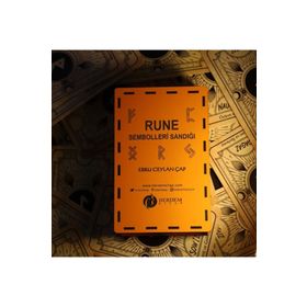 Rune Sembolleri Sandığı Ahşap Kutulu Ebru Ceylan Çap