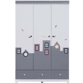 Ruum Store City Montessori 3 Kapaklı Gri Gardırop