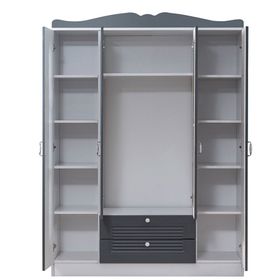 Ruum Store Country Kuzey West 4 Kapaklı 2 Çekmeceli Aynalı Mdf Antrasit Gardırop