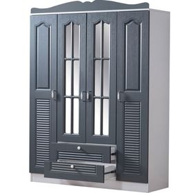 Ruum Store Country Kuzey West 4 Kapaklı 2 Çekmeceli Aynalı Mdf Antrasit Gardırop